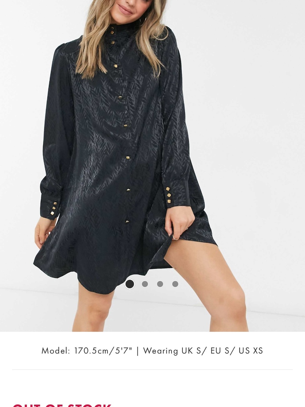 Pieces Black Long-Sleeve Button-Front Mini Dress